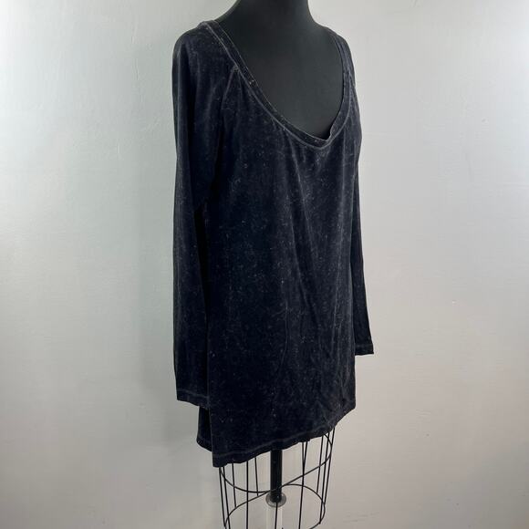 NORMA KAMAL Gray Organic Cotton Top Long Sleeve Deep V-Neckline Size L Large - Picture 4 of 10